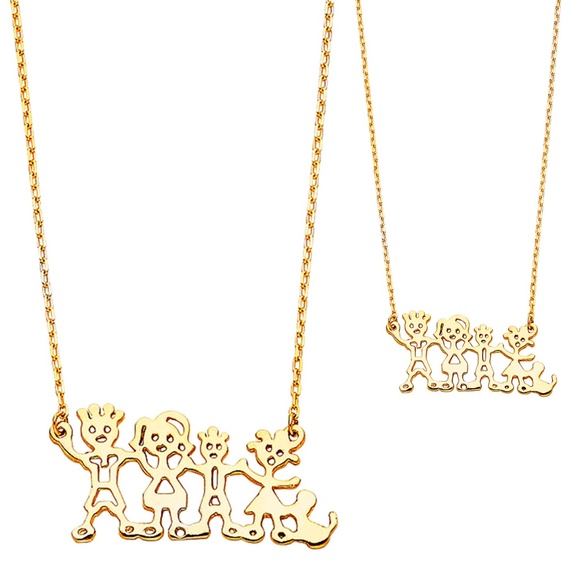 14K Yellow Gold  Our Family Necklace - 17+1\